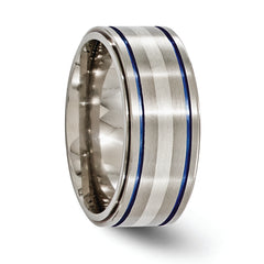 Edward Mirell Titanium With Argentium Sterling Silver Anodized 10mm Band