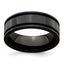 Edward Mirell Titanium Black Ti with Blue Anodized Grooves Flat 8mm Band - Sophia Jewelers