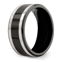 Edward Mirell Titanium Black Ti & Sterling Silver Inlay 9mm Band