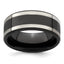 Black Inlay Wedding Band in Titanium/Silver Two-Tone, 9mm - Sophia Jewelers