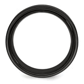 Edward Mirell Titanium Brushed/Polished/Grooved Black Ti 8mm Ring