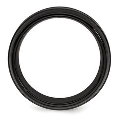 Edward Mirell Titanium Brushed/Polished/Grooved Black Ti 8mm Ring