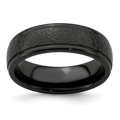 Edward Mirell Titanium Black Ti Hammered 7mm Band