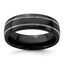 Black & Grey Grooved Wedding Band in Titanium, 7mm, Size 7.5–12.5 - Sophia Jewelers