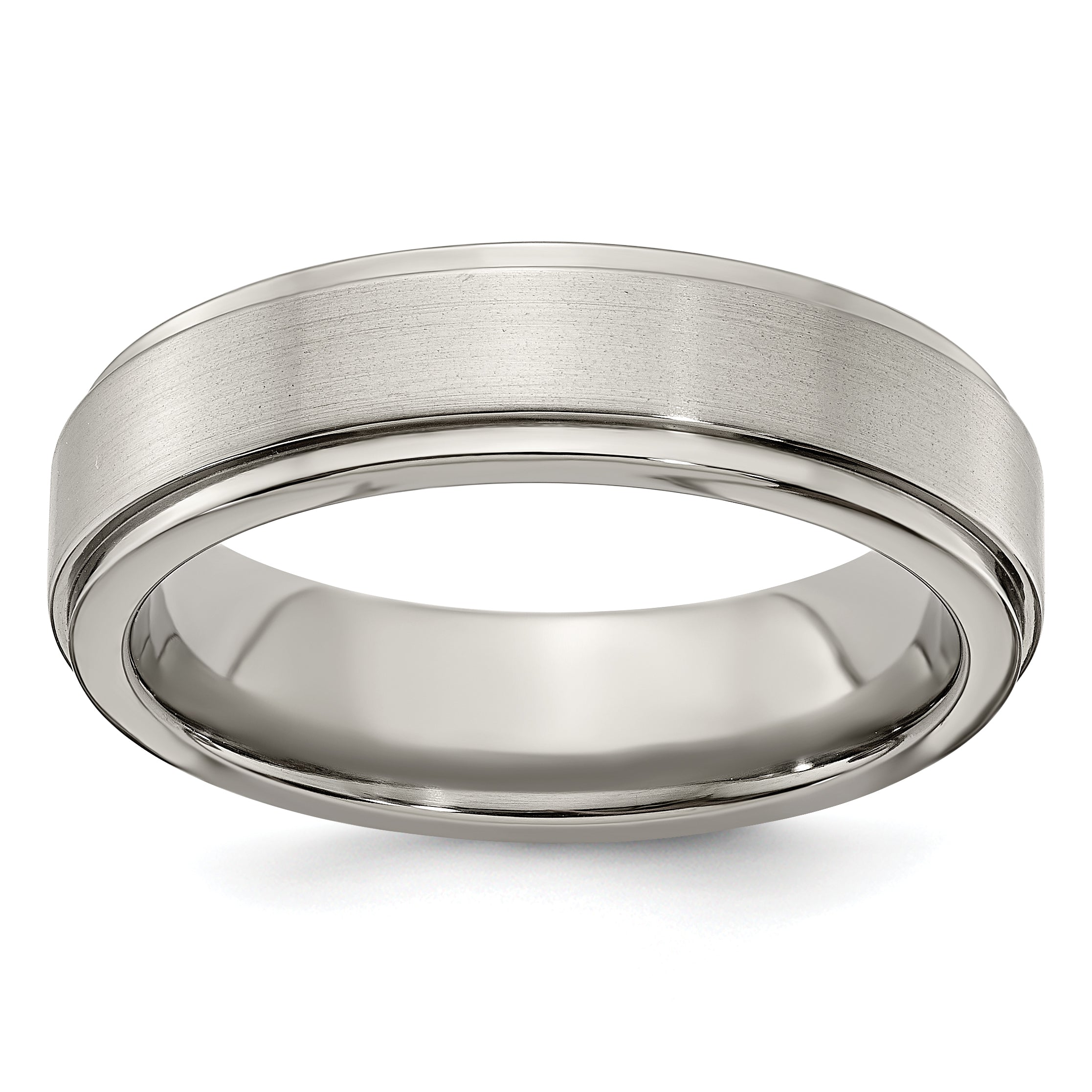 Edward Mirell Titanium Brushed/Polished Flat Step Edge 6mm Band Size 9.5