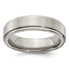 Edward Mirell Titanium Brushed/Polished Flat Step Edge 6mm Band Size 9.5