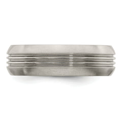 Edward Mirell Titanium Polished Triple Grooved 7mm Band Size 11.5