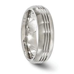 Edward Mirell Titanium Polished Triple Grooved 7mm Band Size 11.5