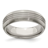 Edward Mirell Titanium Polished Triple Grooved 7mm Band Size 11.5