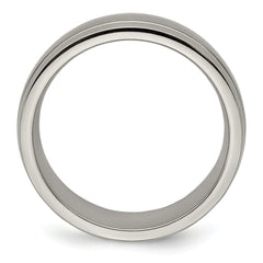 Edward Mirell Titanium Brushed/Polished Grooved 7mm Band Size 12.5