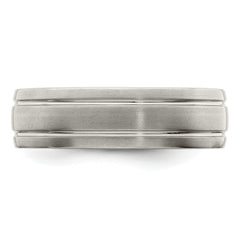 Edward Mirell Titanium Brushed/Polished Grooved 7mm Band Size 12.5