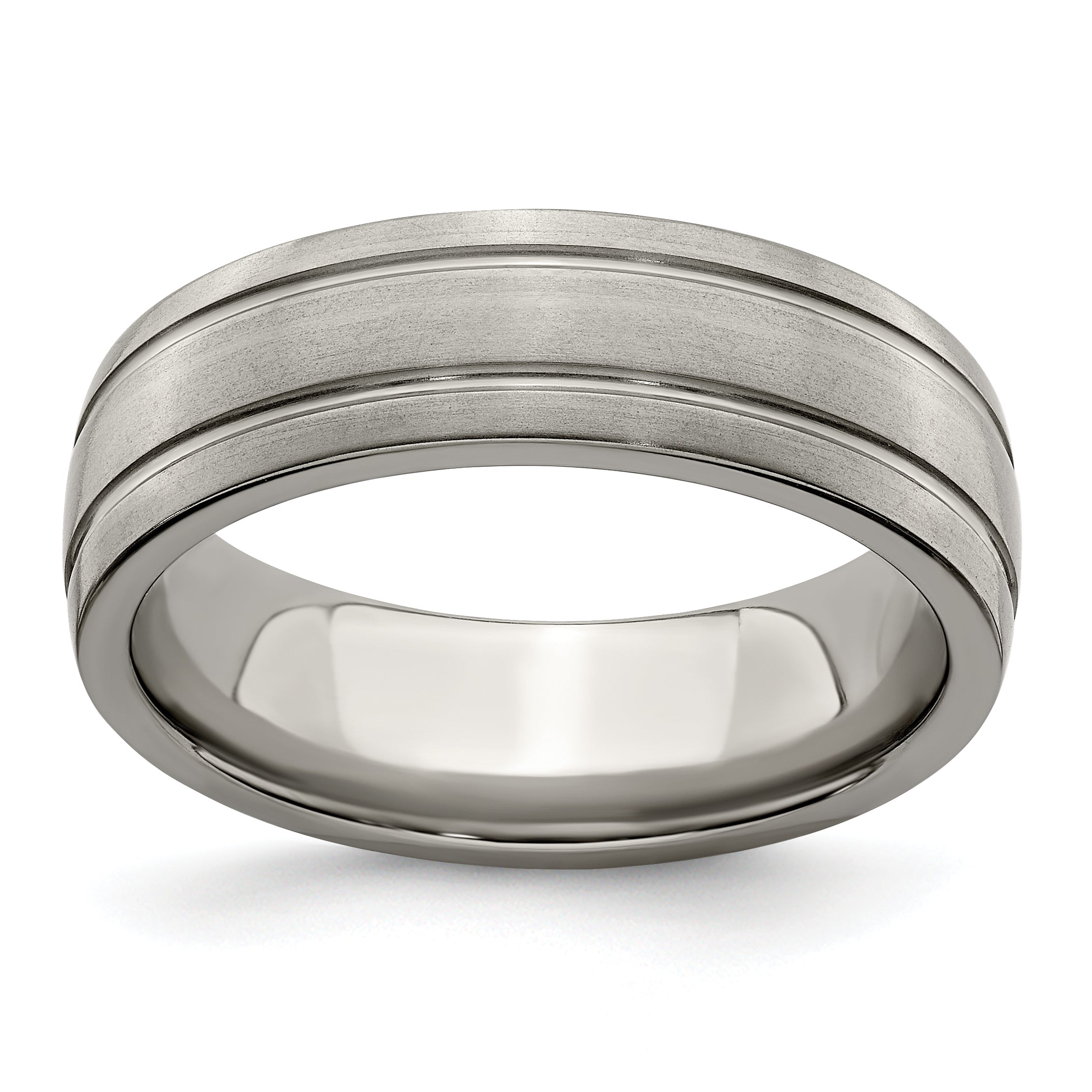 Edward Mirell Titanium Brushed/Polished Grooved 7mm Band Size 12.5