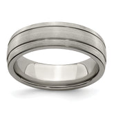 Edward Mirell Titanium Brushed/Polished Grooved 7mm Band Size 12.5