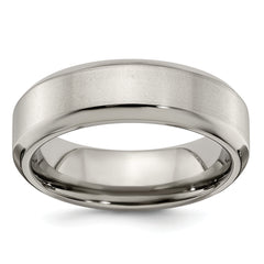 Edward Mirell Titanium Brushed/Polished Beveled Edge 7mm Band Size 8.5