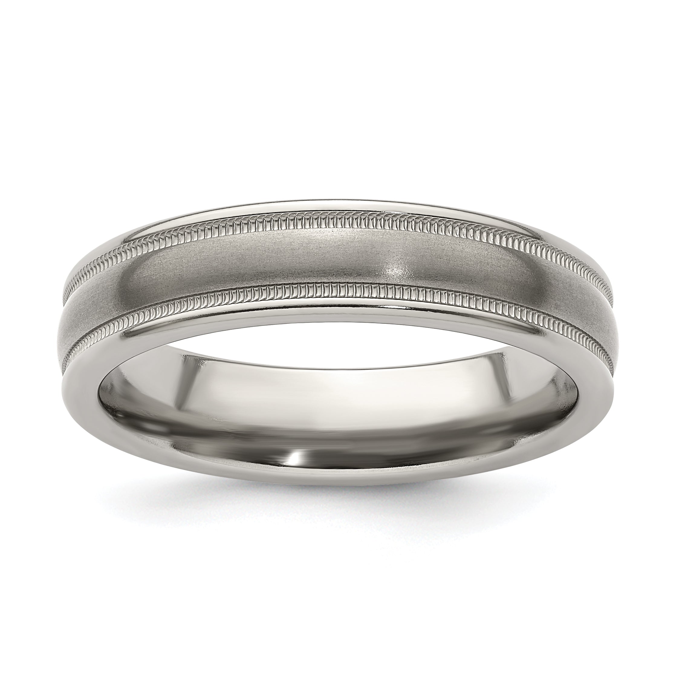 Edward Mirell Titanium Brushed/Polished Tri Dome Milgrain 5mm Band Size 9.5