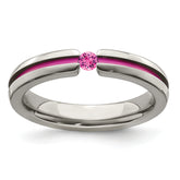 Edward Mirell Titanium Pink Sapphire & Anodized Grooved 4mm Band