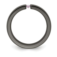 Edward Mirell Black Ti Pink Sapphire and Pink Anodized Grooved 4mm Band