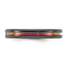 Edward Mirell Black Ti Pink Sapphire and Pink Anodized Grooved 4mm Band