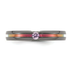 Edward Mirell Black Ti Pink Sapphire and Pink Anodized Grooved 4mm Band