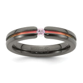 Edward Mirell Black Ti Pink Sapphire and Pink Anodized Grooved 4mm Band