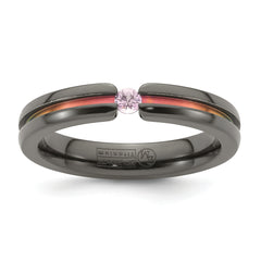 Edward Mirell Black Ti Pink Sapphire and Pink Anodized Grooved 4mm Band