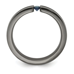 Edward Mirell Black Ti Blue Sapphire and Blue Anodized Grooved 4mm Band