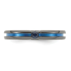Edward Mirell Black Ti Blue Sapphire and Blue Anodized Grooved 4mm Band
