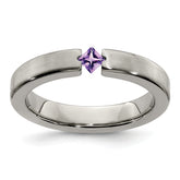 Edward Mirell Titanium Satin Amethyst 4mm Band