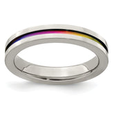 Edward Mirell Gray Titanium Rainbow Anodized Grooved Flat 4mm Band