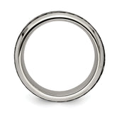 Edward Mirell Stainless Steel and Black Ti Rope Design Beveled Casted 9mm Band