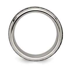 Edward Mirell Stainless Steel and Black Ti Rope Design Beveled Casted 9mm Band