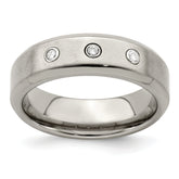 Edward Mirell Titanium Beveled .09 ct Dia With Sterling Silver Bezel Band