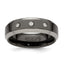 Edward Mirell Black Ti with Beveled Titanium Edge 1/10 carat Diamond with Sterling Silver Bezel 7mm Band