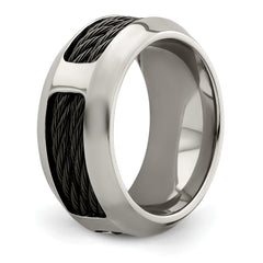 Edward Mirell Stainless Steel and Black Ti Double Cable 10.75mm Band