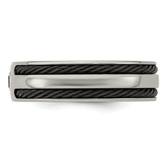 Edward Mirell Titanium Spinel With Argentium Silver Bezel & Cable 7mm Ring