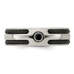 Edward Mirell Titanium Spinel With Argentium Silver Bezel & Cable 7mm Ring