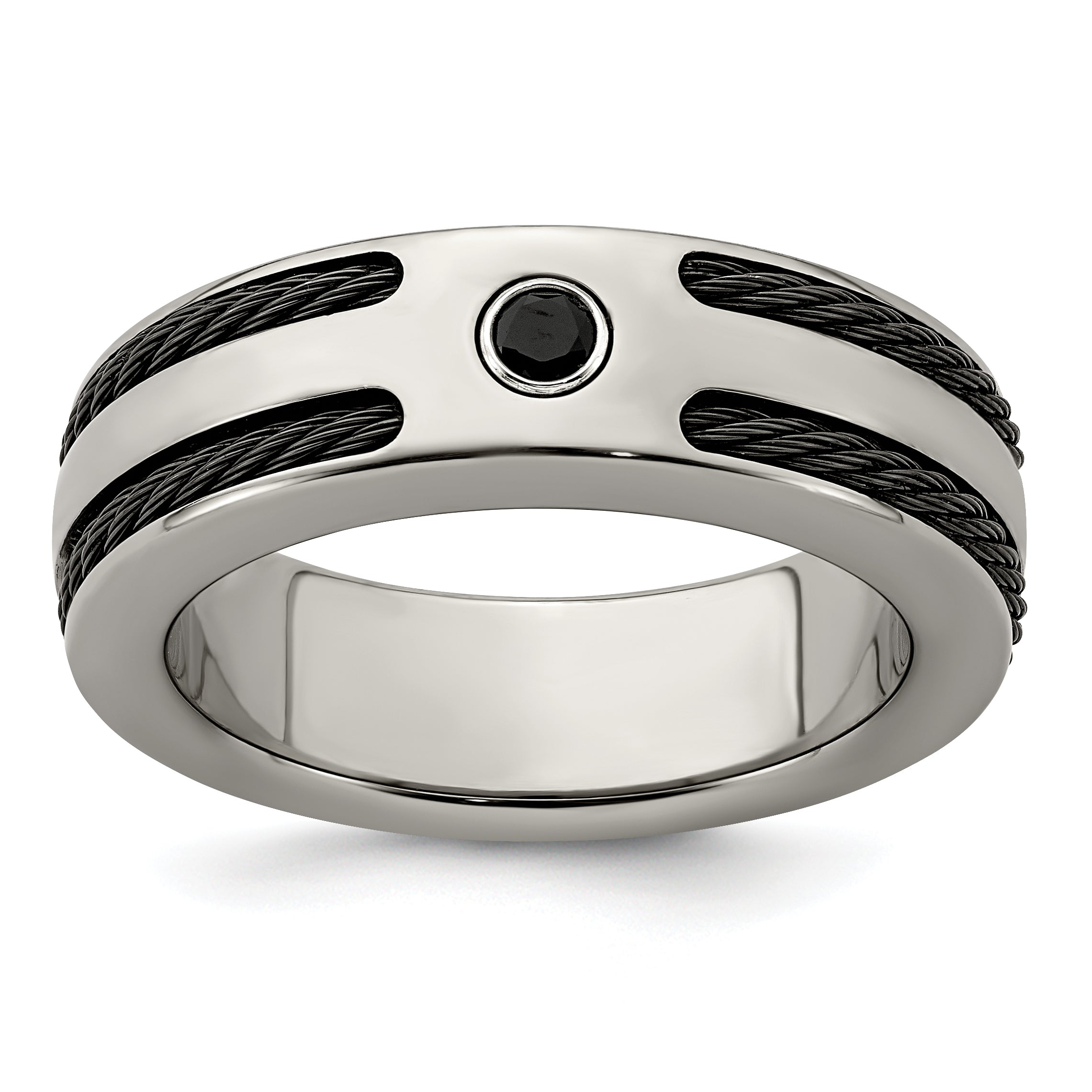 Edward Mirell Titanium Spinel With Argentium Silver Bezel & Cable 7mm Ring