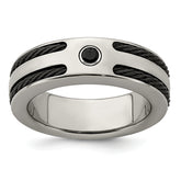 Edward Mirell Titanium Spinel With Argentium Silver Bezel & Cable 7mm Ring