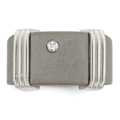 Edward Mirell Titanium & Argentium Sterling Silver .06ct Dia Signet Ring