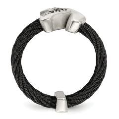 Edward Mirell Black Ti With Sterling Silver Black Spinel Cable Flexible Ring