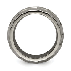 Edward Mirell Titanium Faceted Edge Brushed & Polished 12mm Ring