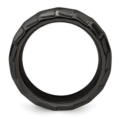 Edward Mirell Black Ti Polished Faceted Edges 8mm Ring