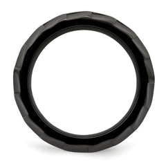 Edward Mirell Black Ti Faceted Edges Polished 12mm Ring