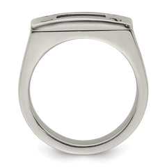 Edward Mirell Titanium Black Leather Insert Polished Ring