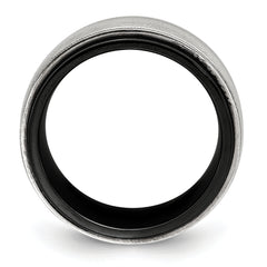 Edward Mirell Black Ti & Sterling Silver Satin & Polished Milgrain Ring
