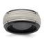 Edward Mirell Black Ti and Titanium with Argentium Sterling Silver Inlay Lasered/Polished Wave 10mm Band