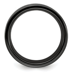 Edward Mirell Black Ti with Blue Anodized Grooves Flat 8.5mm Band