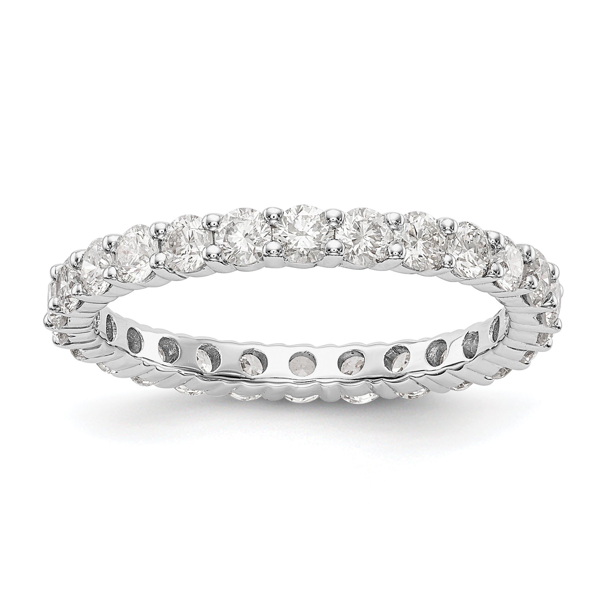 14k White Gold 1 1/2 carat Lab Grown Diamond VS/SI+ G+ Complete Size 8.5 Shared Prong Eternity Band