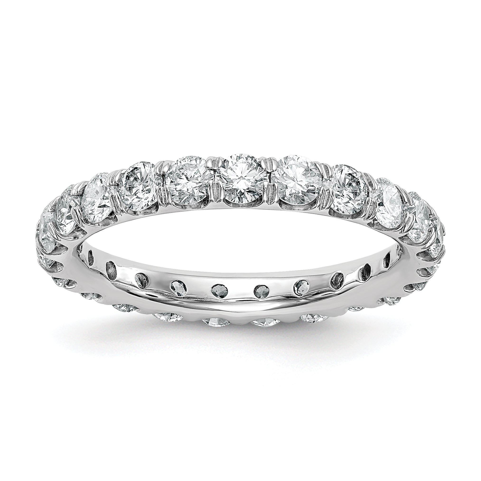 14k White Gold 2 carat Lab Grown Diamond VS/SI+ G+ Complete Size 5 Shared Prong Eternity Band