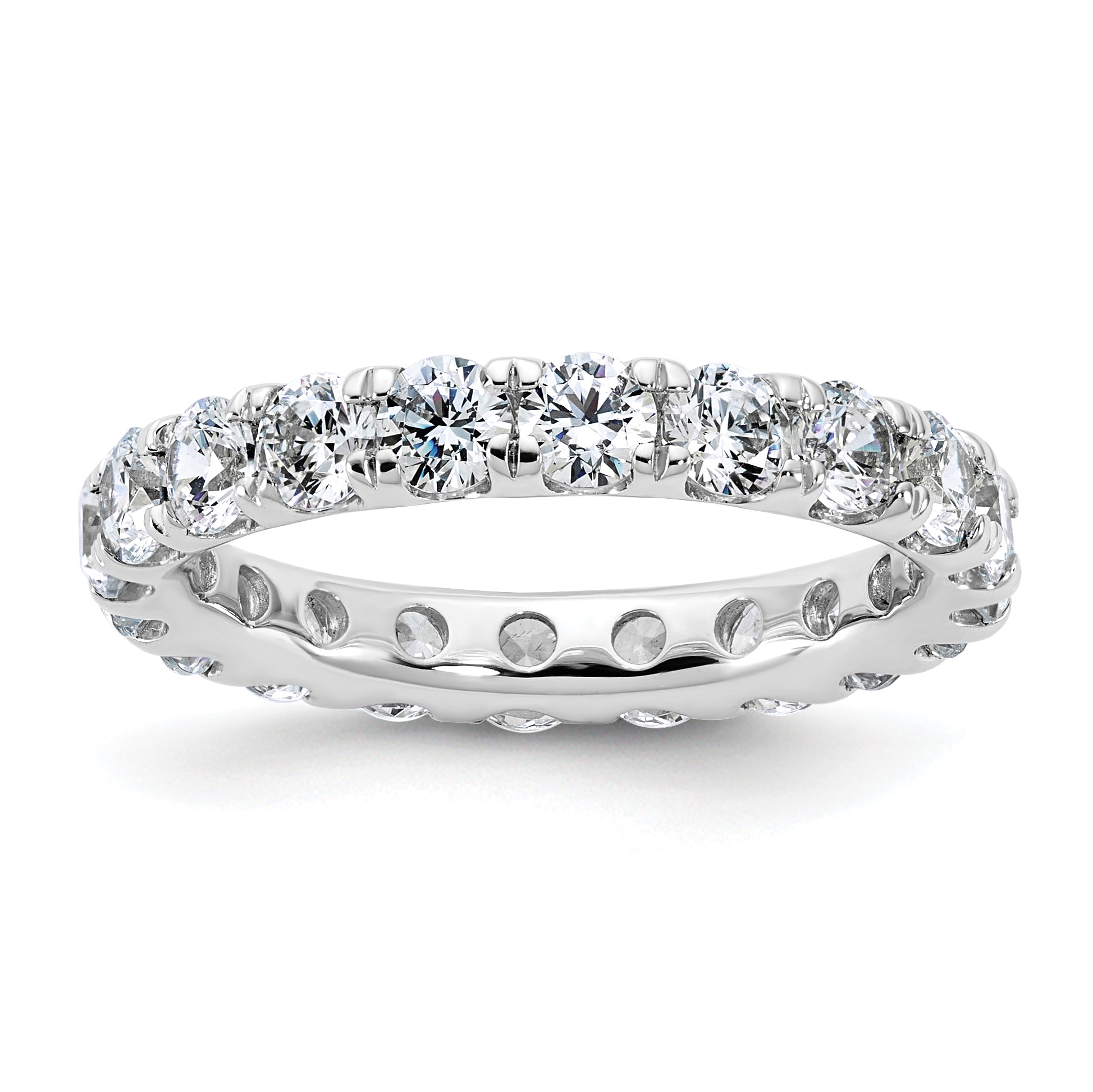 14k White Gold 3 carat Lab Grown Diamond VS/SI+ G+ Complete Size 7 Shared Prong Eternity Band